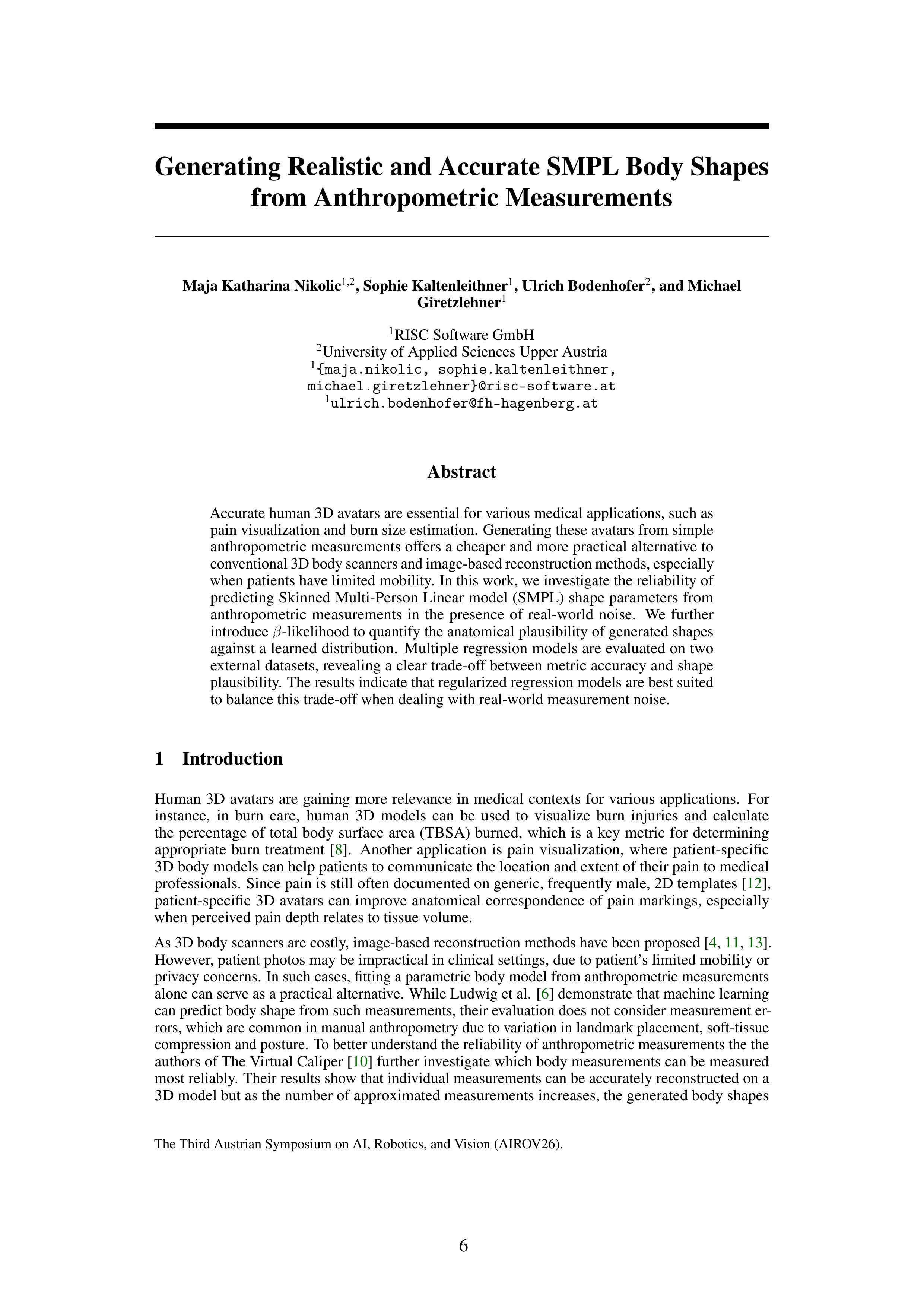 Generating Realistic and Accurate SMPL Body Shapes from Anthropometric Measurements
