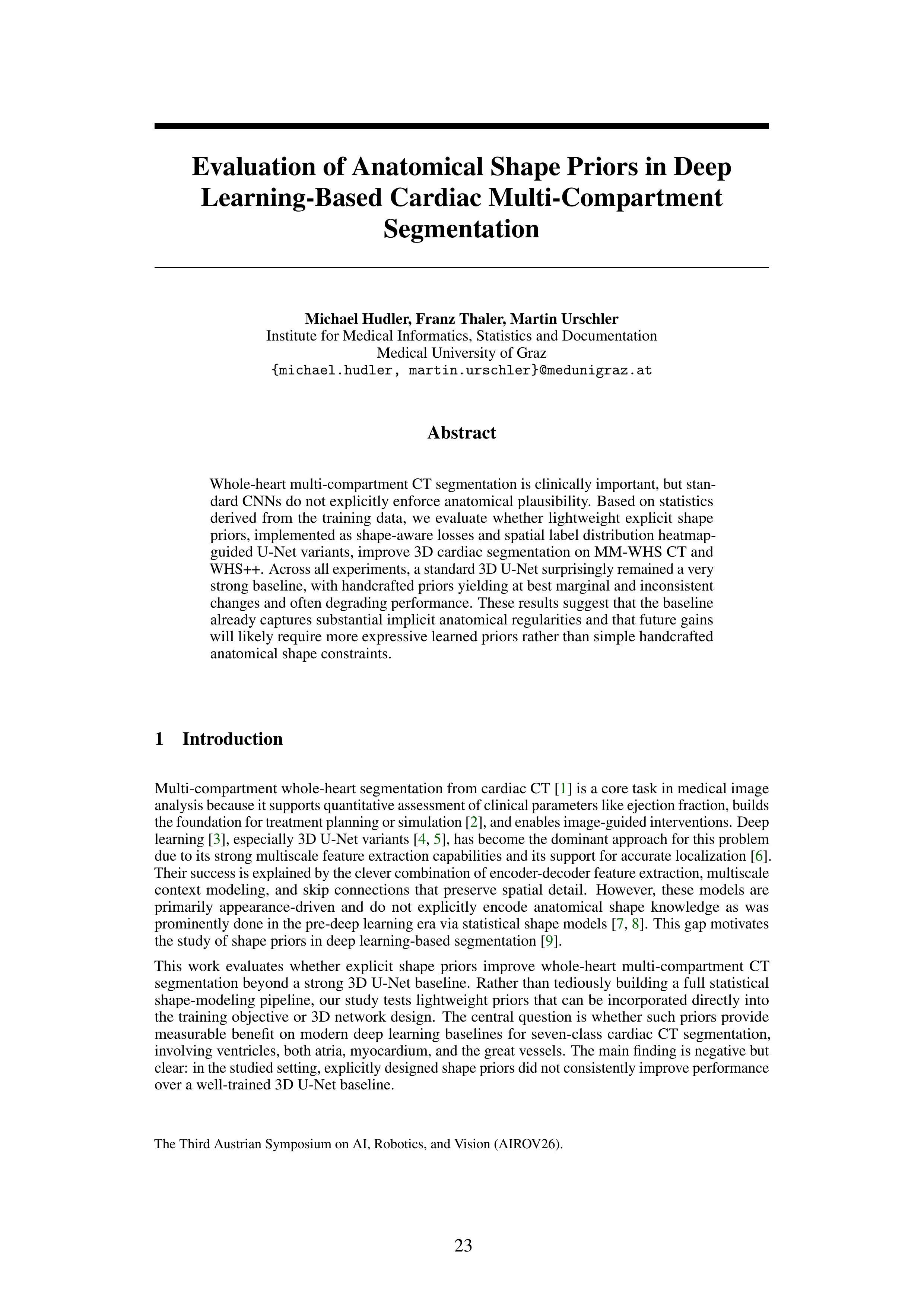Evaluation of Anatomical Shape Priors in Deep Learning-Based Cardiac Multi-Compartment Segmentation
