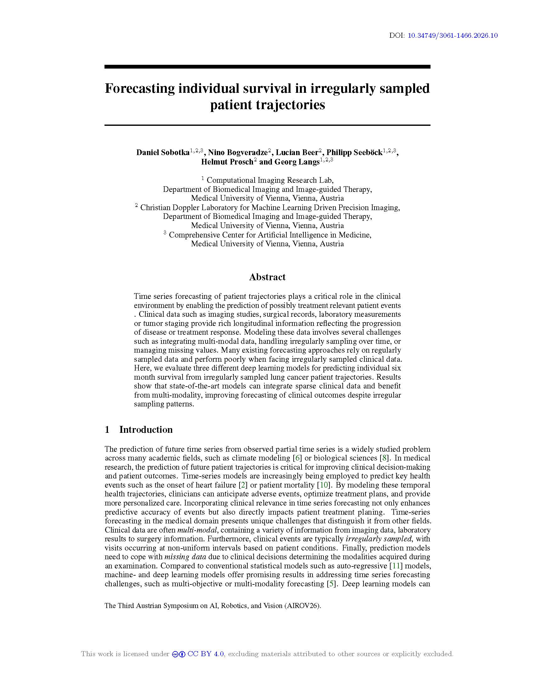 Forecasting individual survival in irregularly sampled patient trajectories