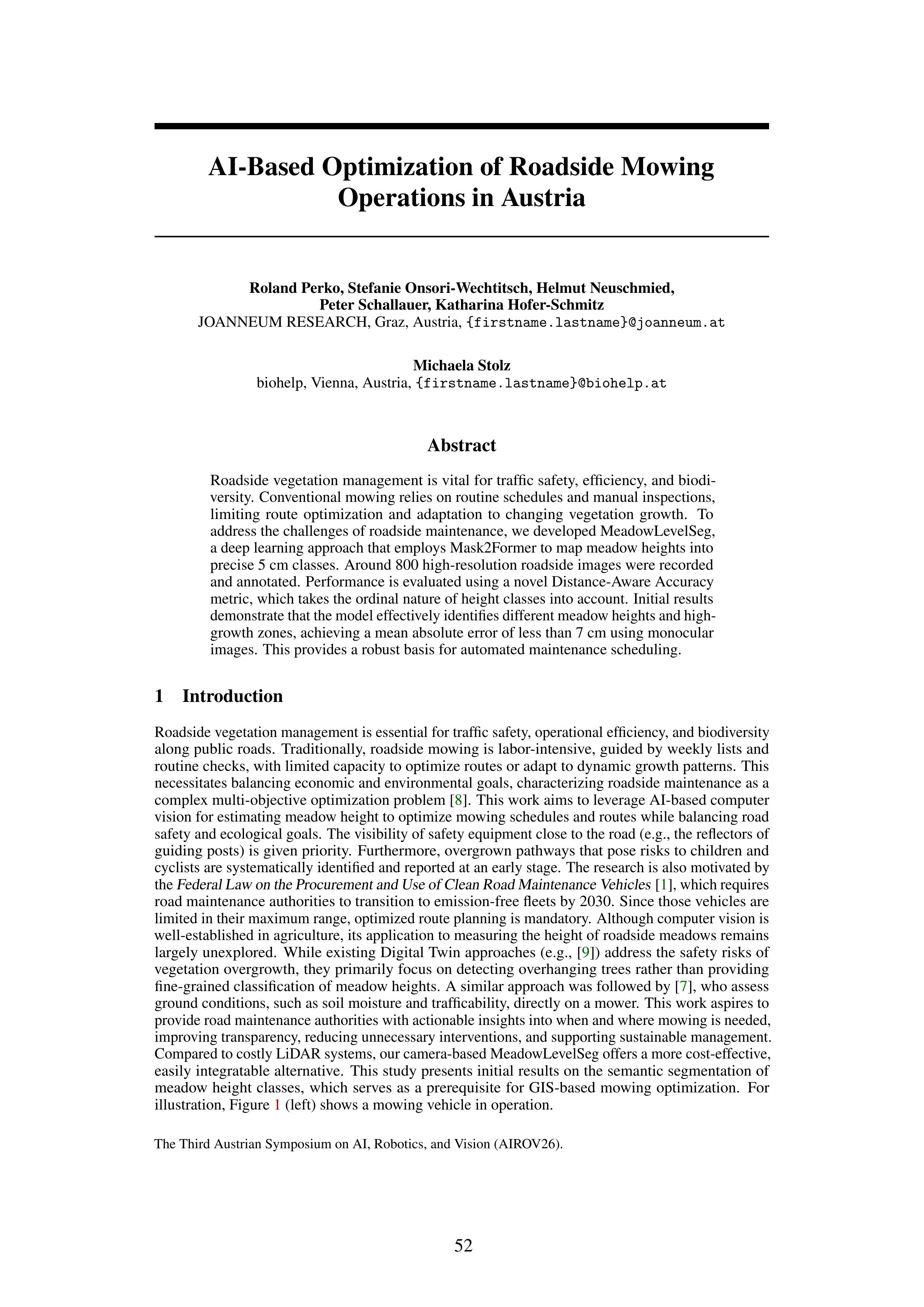 AI-Based Optimization of Roadside Mowing Operations in Austria