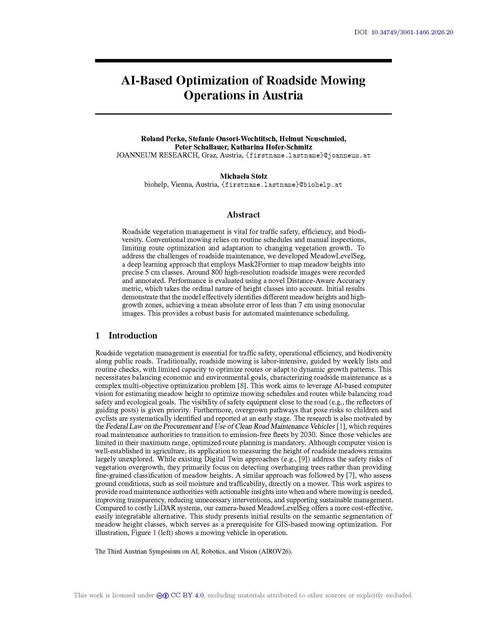 AI-Based Optimization of Roadside Mowing Operations in Austria