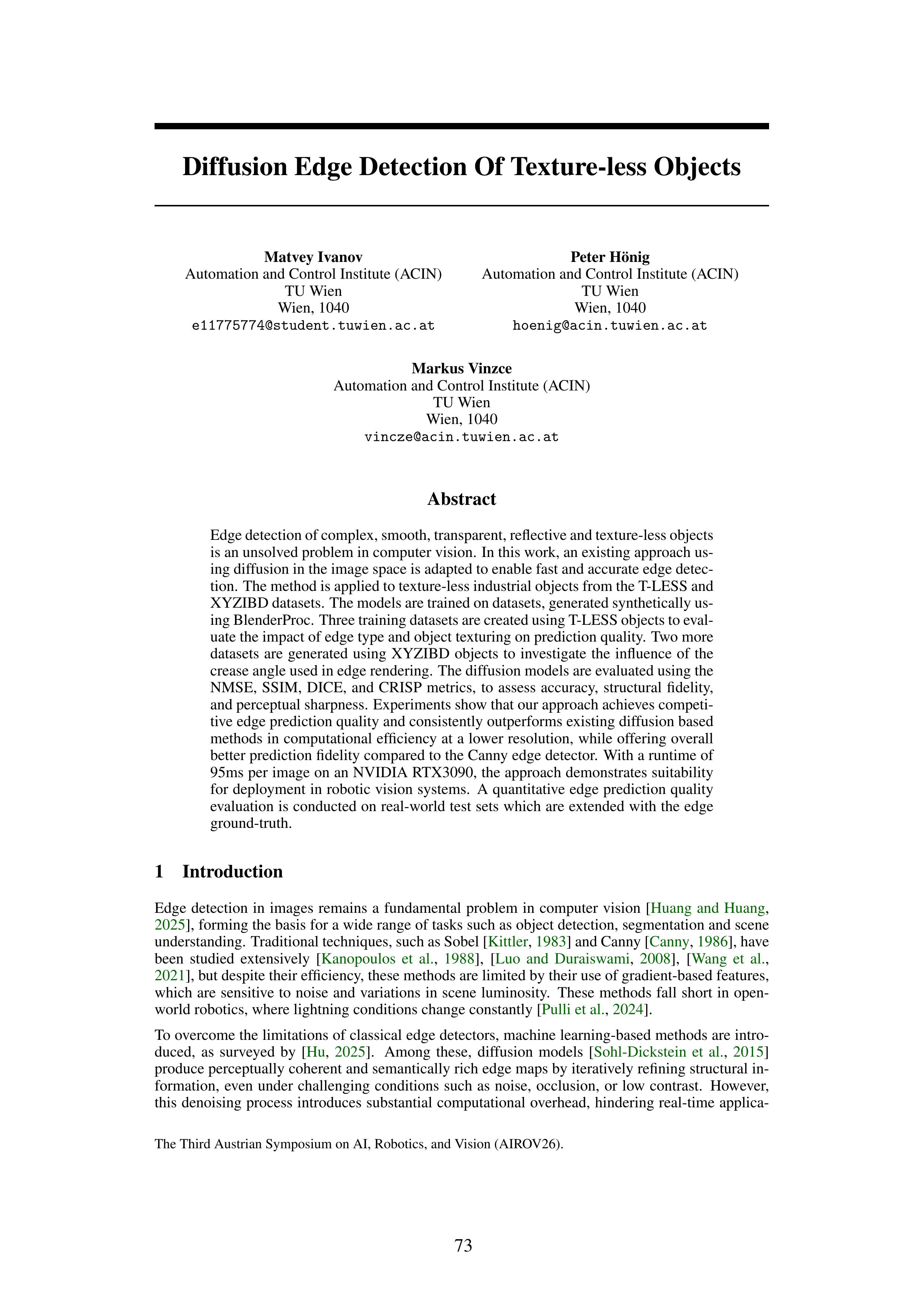 Diffusion Edge Detection Of Texture-less Objects