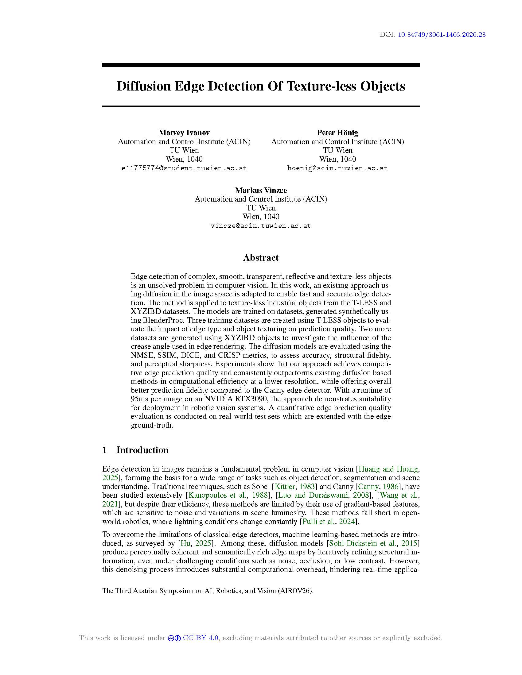 Diffusion Edge Detection Of Texture-less Objects
