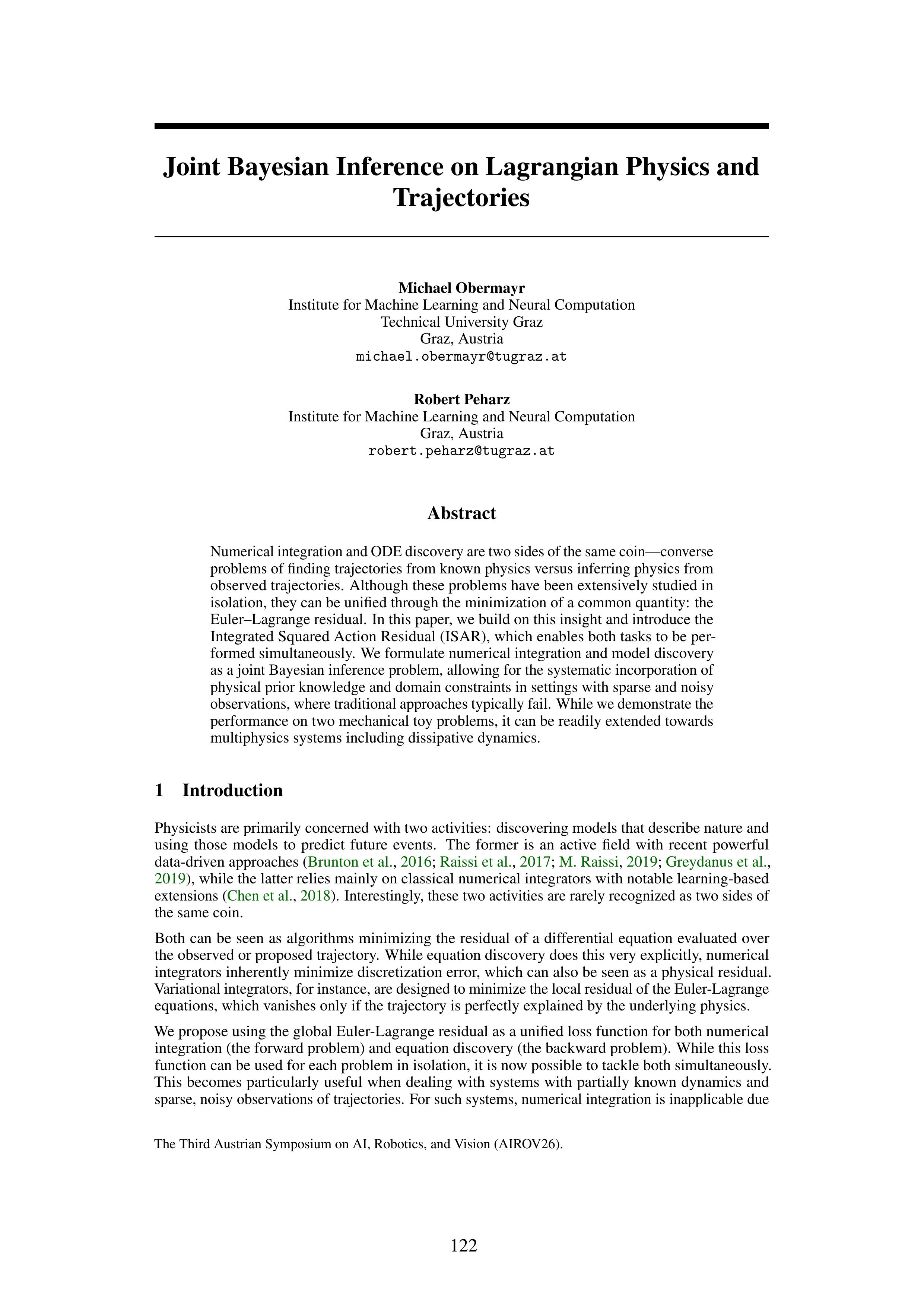 Joint Bayesian Inference on Lagrangian Physics and Trajectories