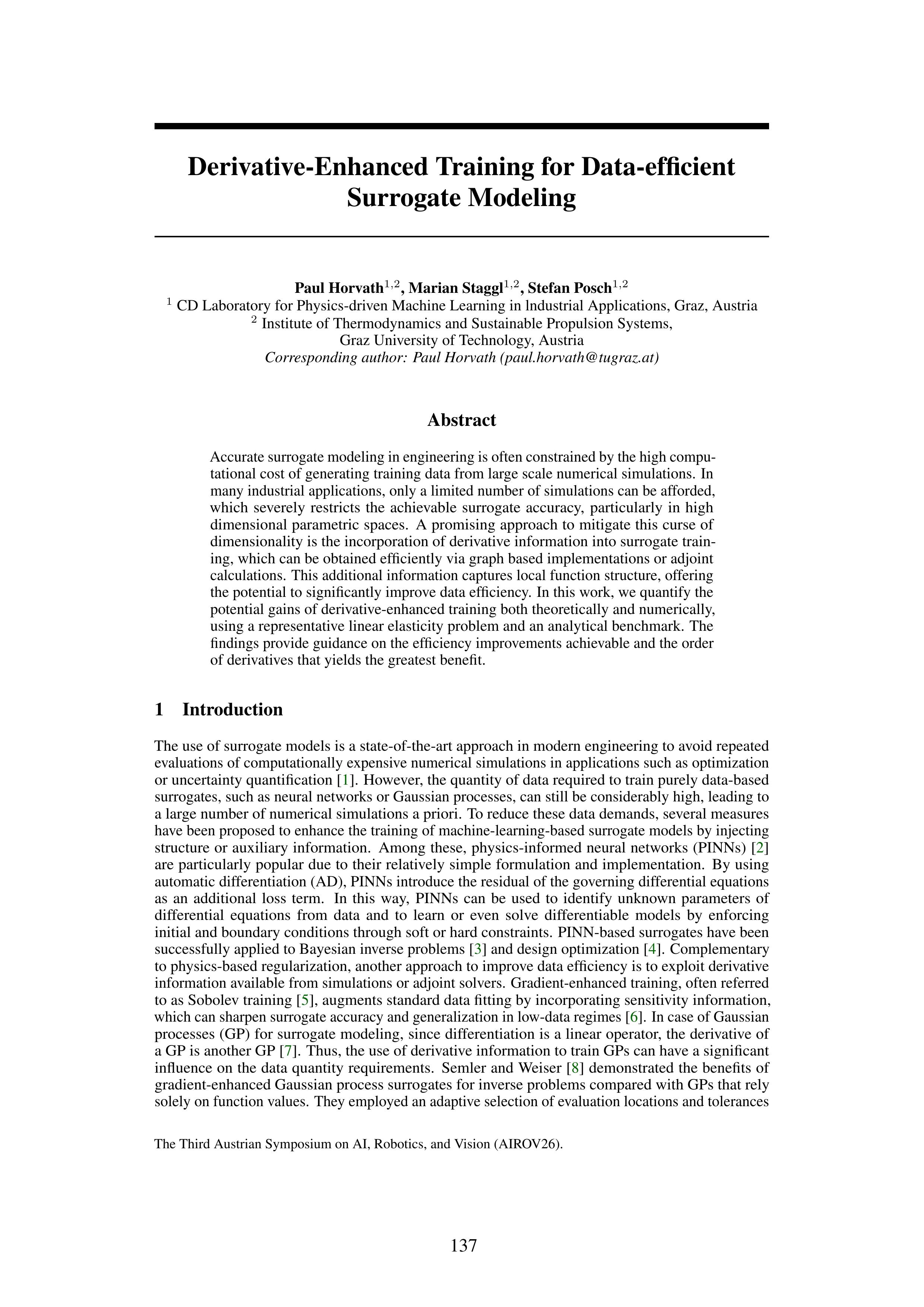 Derivative-Enhanced Training for Data-efficient Surrogate Modeling