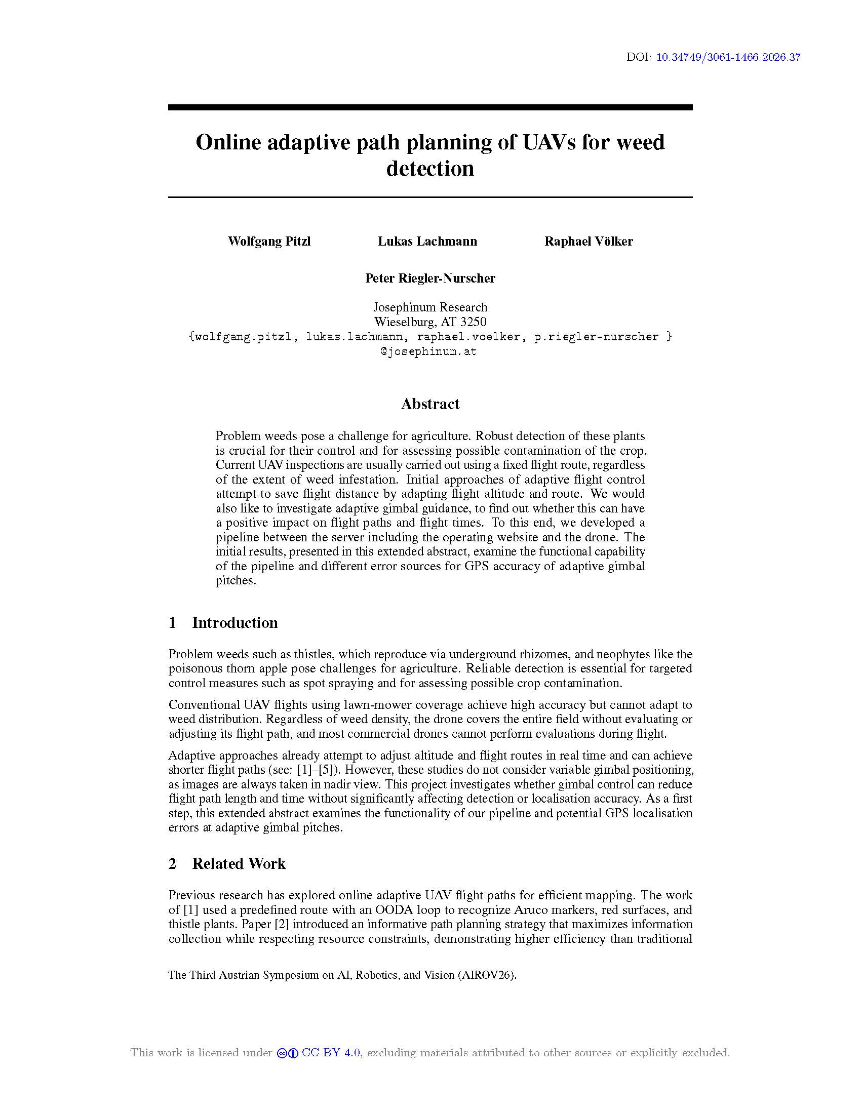 Online adaptive path planning of UAVs for weed detection