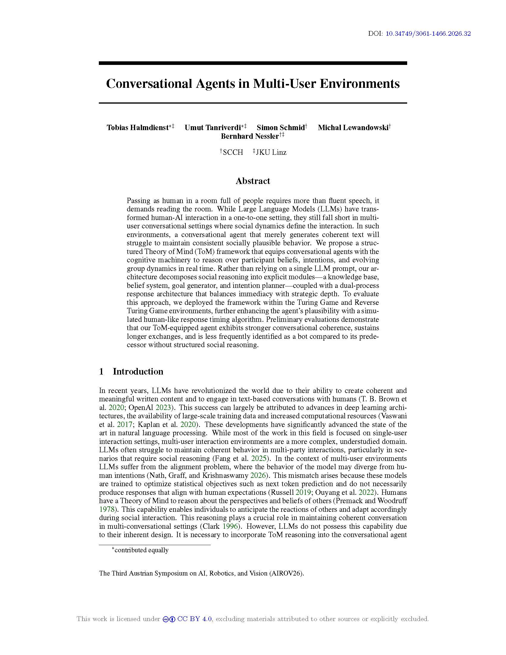 Conversational Agents in Multi-User Environments