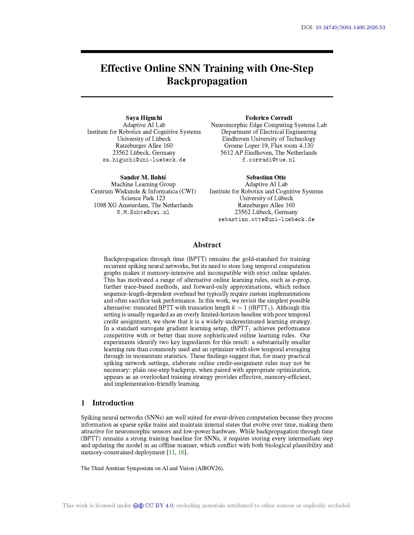 Effective Online SNN Training with One-Step Backpropagation