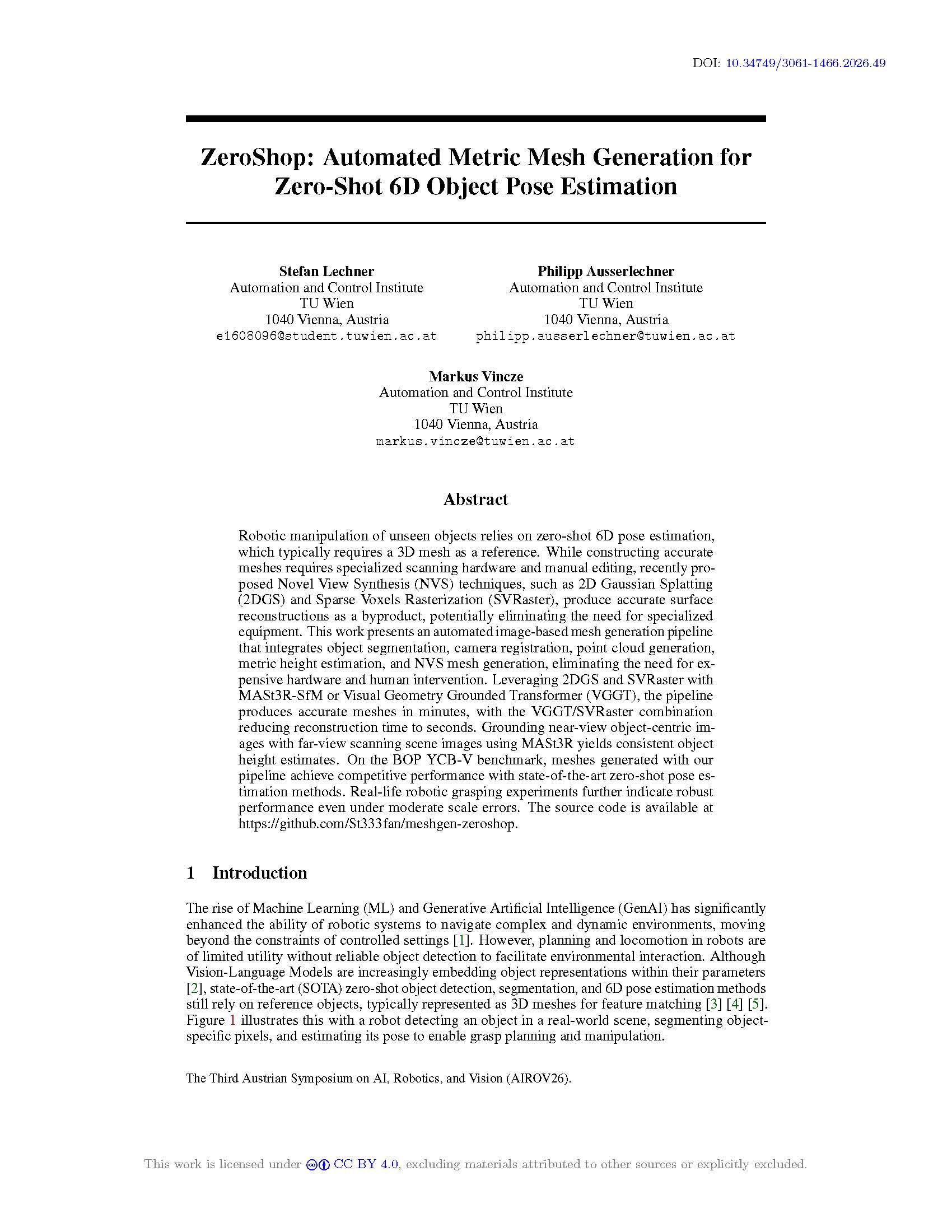 ZeroShop: Automated Metric Mesh Generation for Zero-Shot 6D Object Pose Estimation