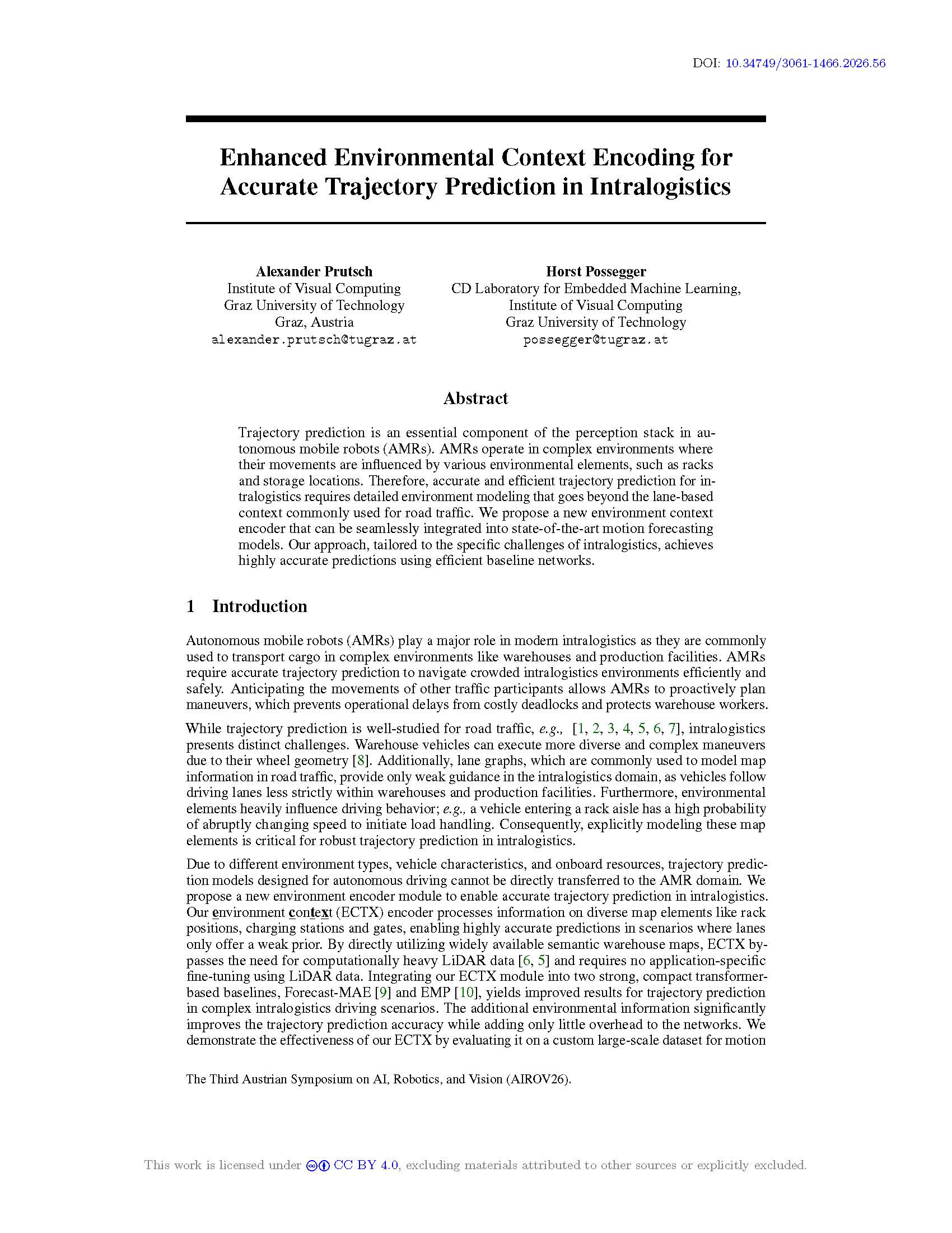 Enhanced Environmental Context Encoding for Accurate Trajectory Prediction in Intralogistics