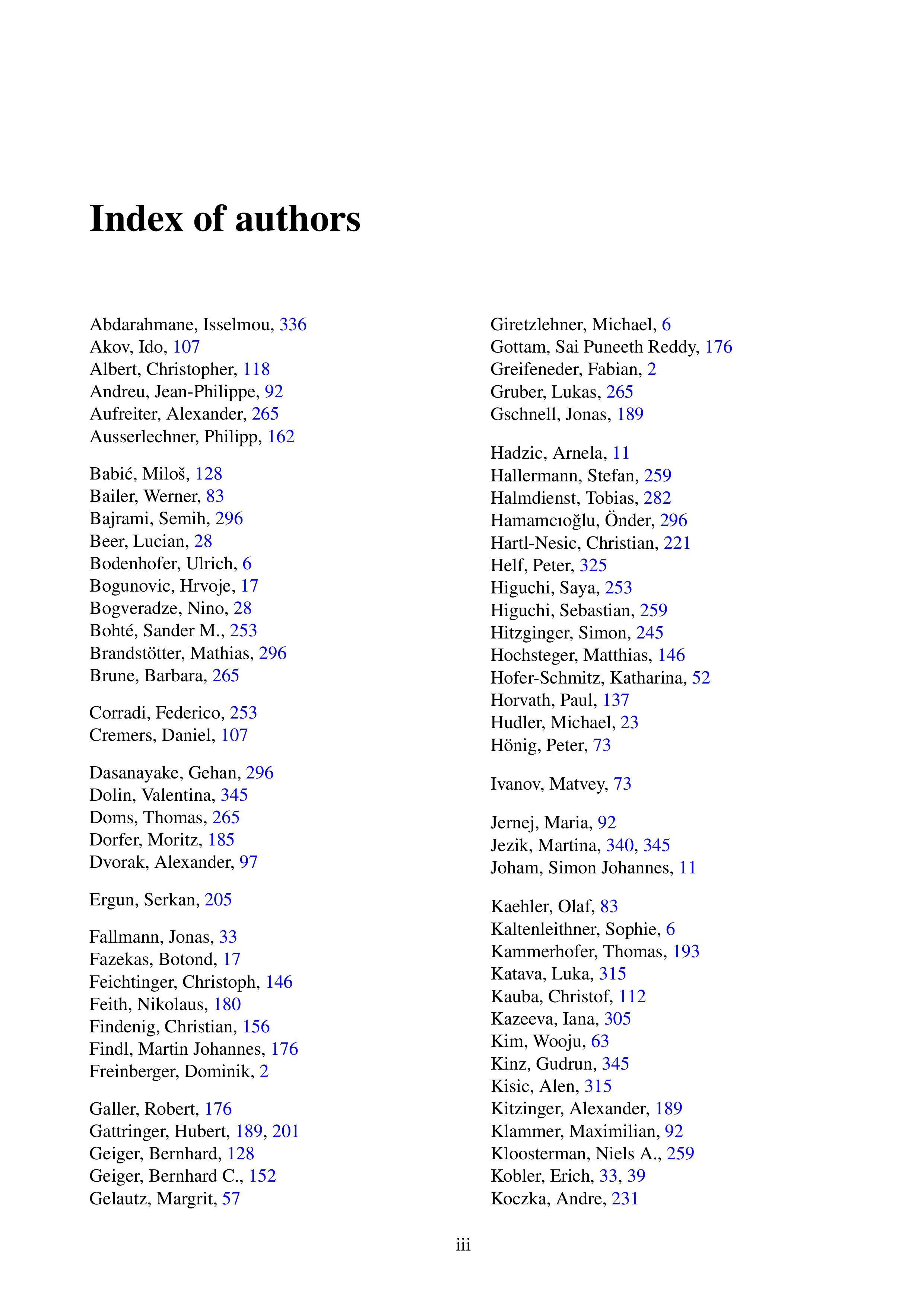 Index of authors