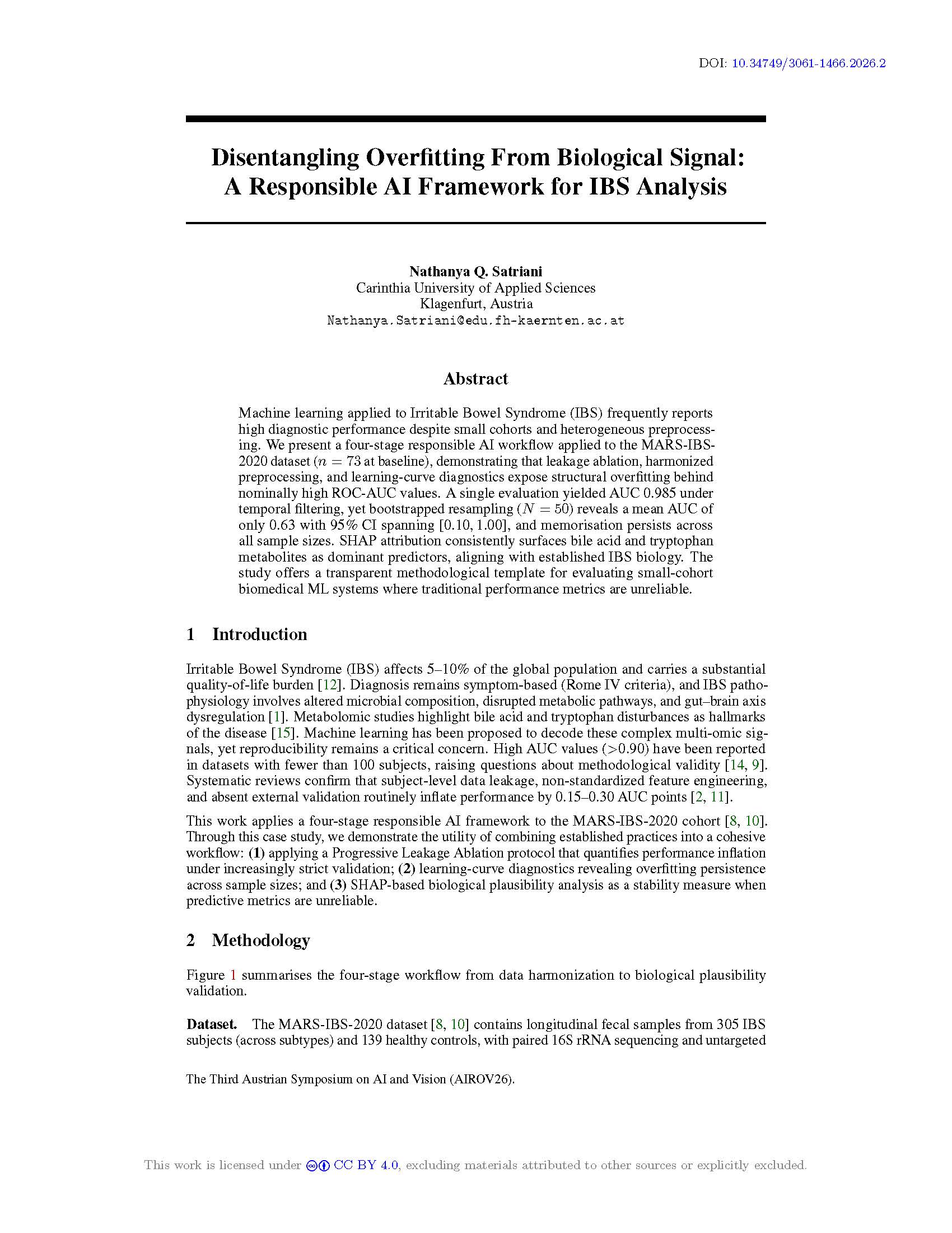 Disentangling Overfitting From Biological Signal: A Responsible AI Framework for IBS Analysis