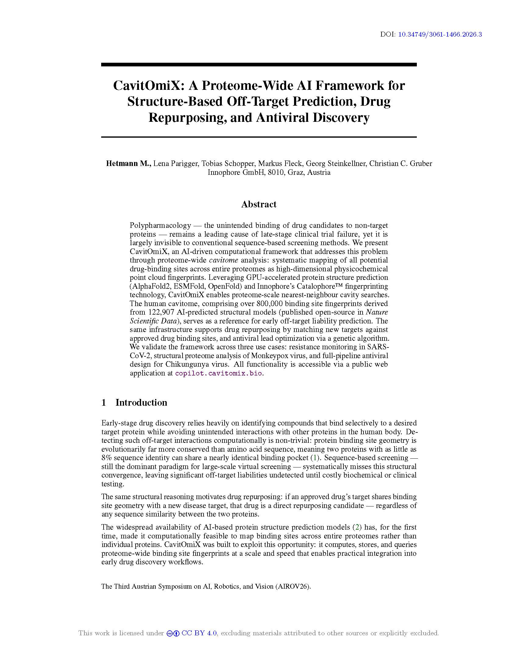 CavitOmiX: A Proteome-Wide AI Framework for Structure-Based Off-Target Prediction, Drug Repurposing, and Antiviral Discovery