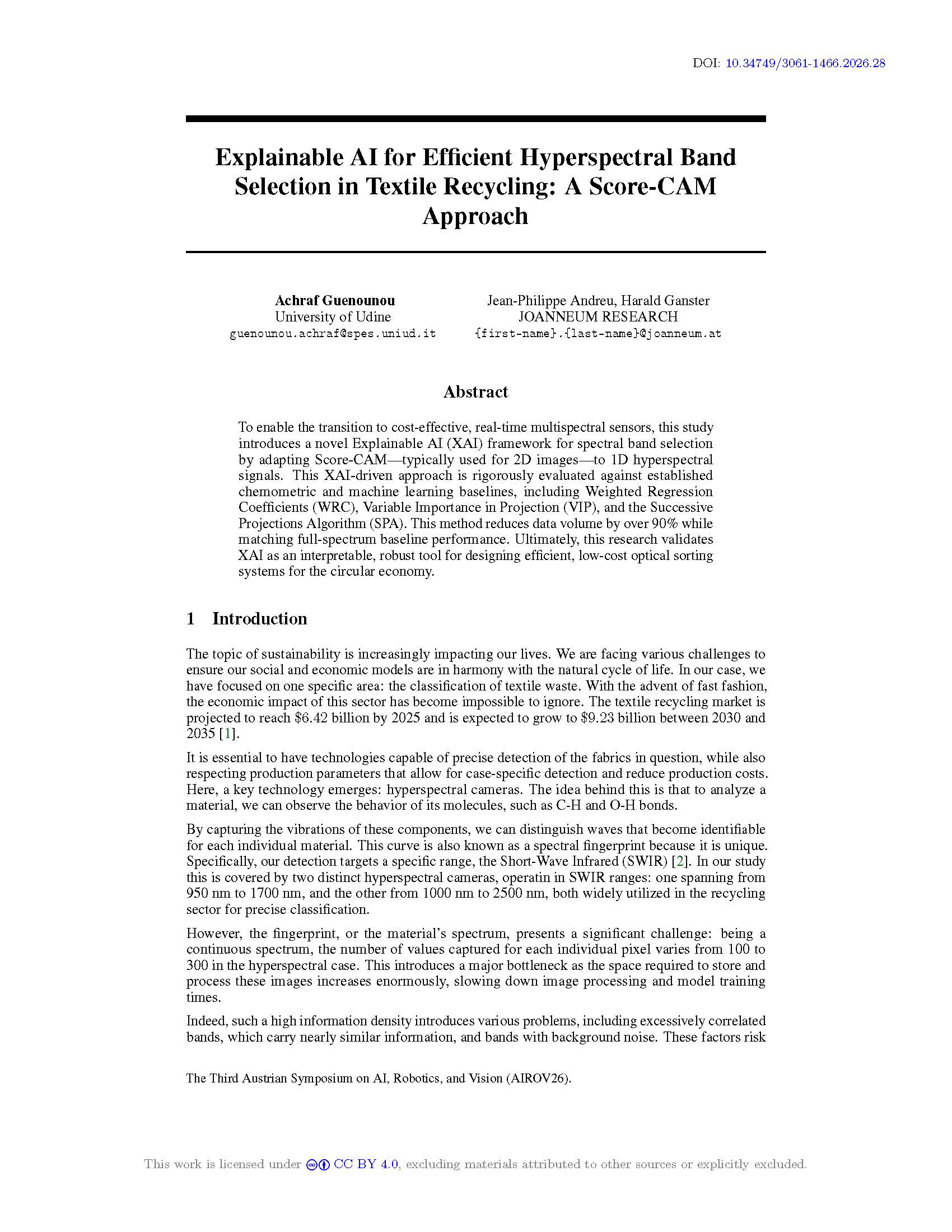Explainable AI for Efficient Hyperspectral Band Selection in Textile Recycling: A Score-CAM Approach